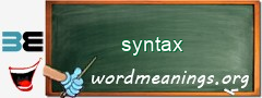 WordMeaning blackboard for syntax